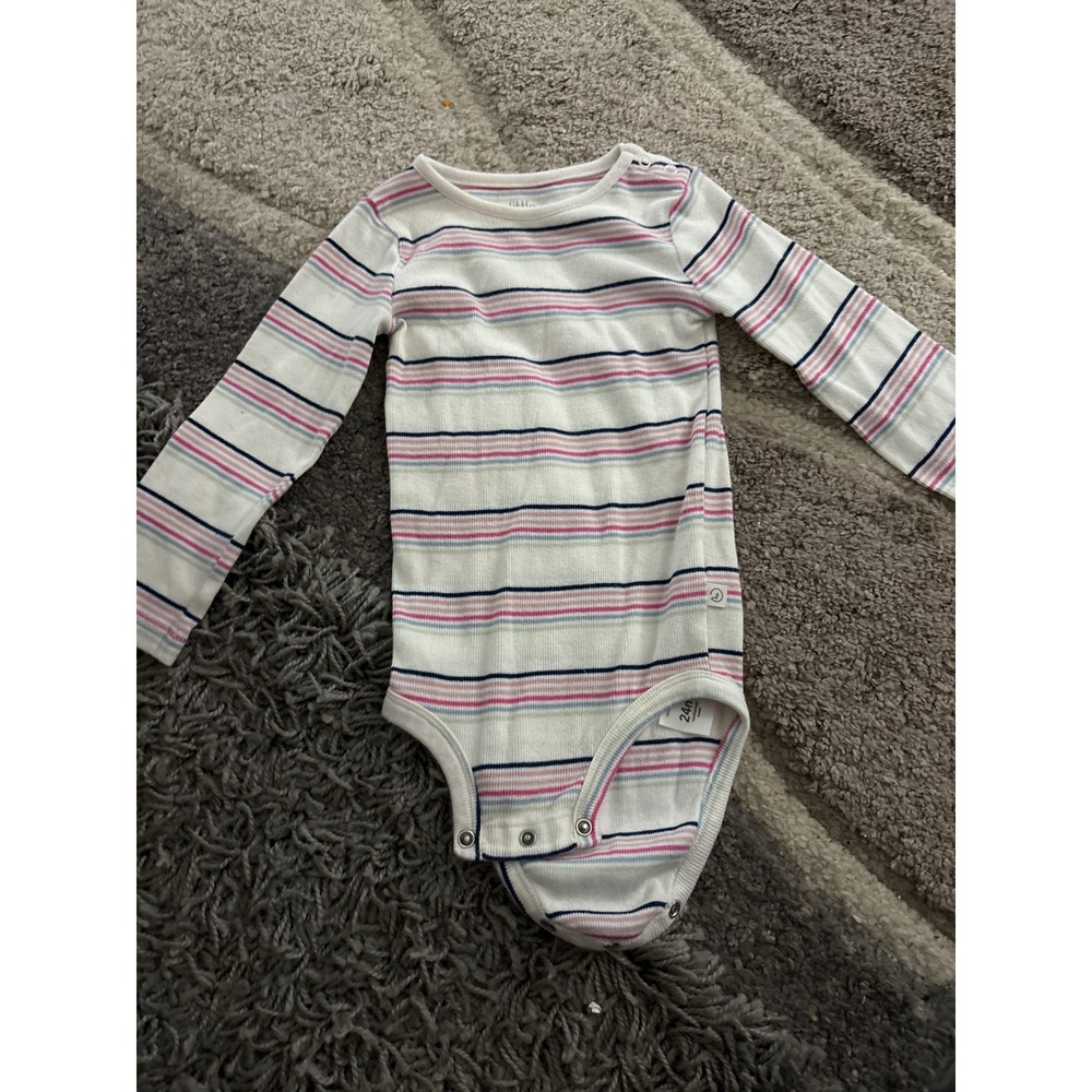21. Little Planet Carters Organic Cotton Striped Long Sleeve Bodysuit 24M Pink